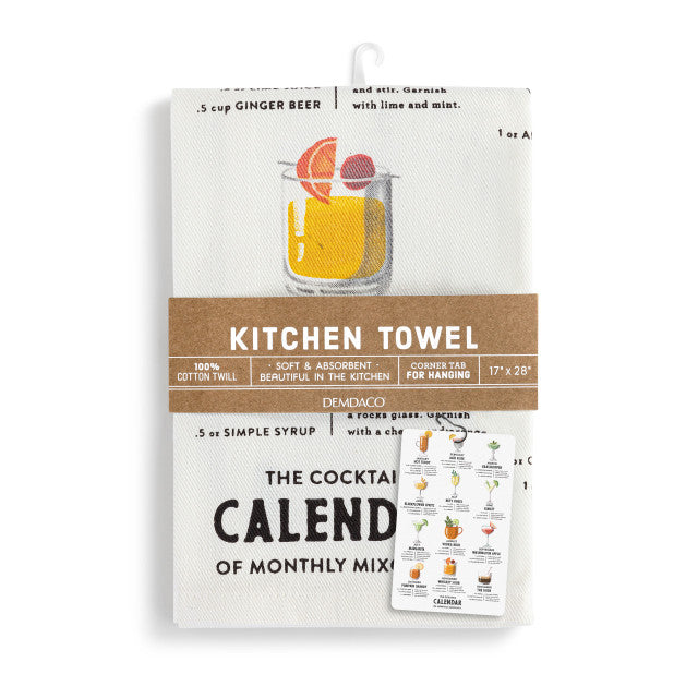 Cocktail Calendar Cotton Twill Kitchen Towel