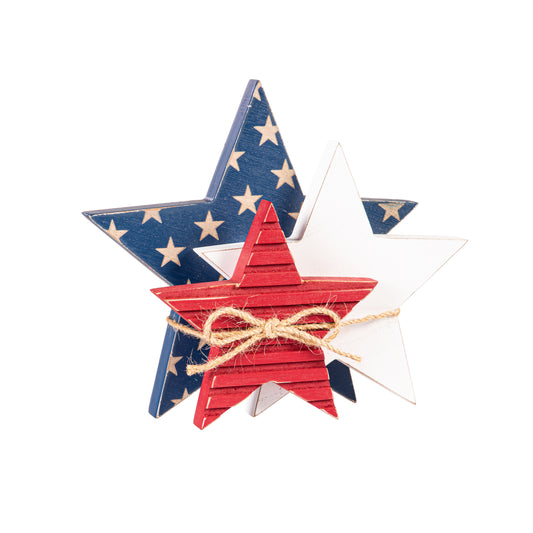 7" Wooden Patriotic Star Tabletop Decor