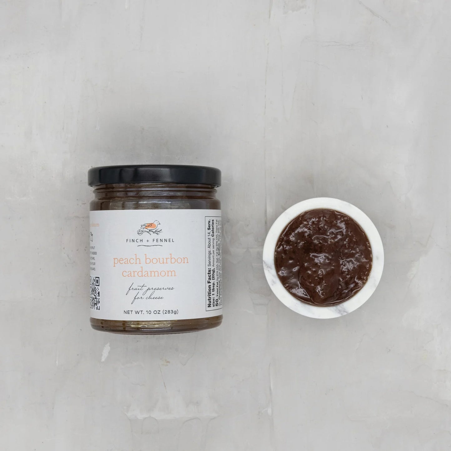 Finch + Fennel Peach Bourbon Cardamom Fruit Preserves for Cheese