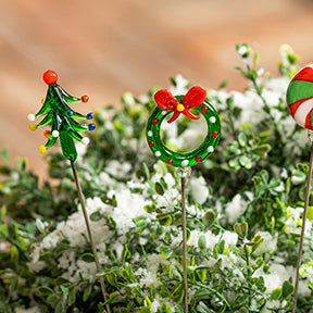 Glass Holiday Plant Picks