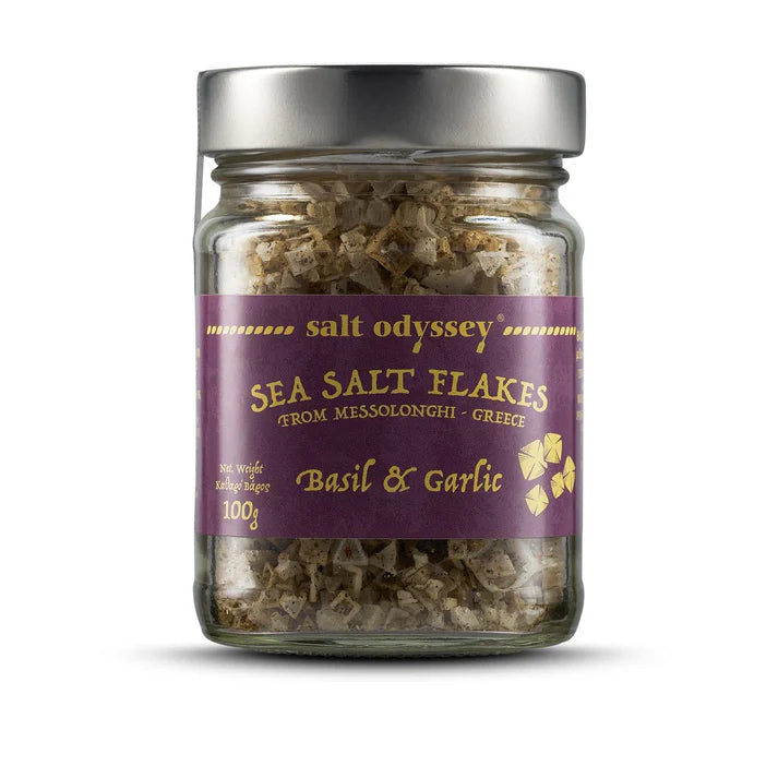 Salt Odyssey - Sea Salt Flakes- basil and garlic