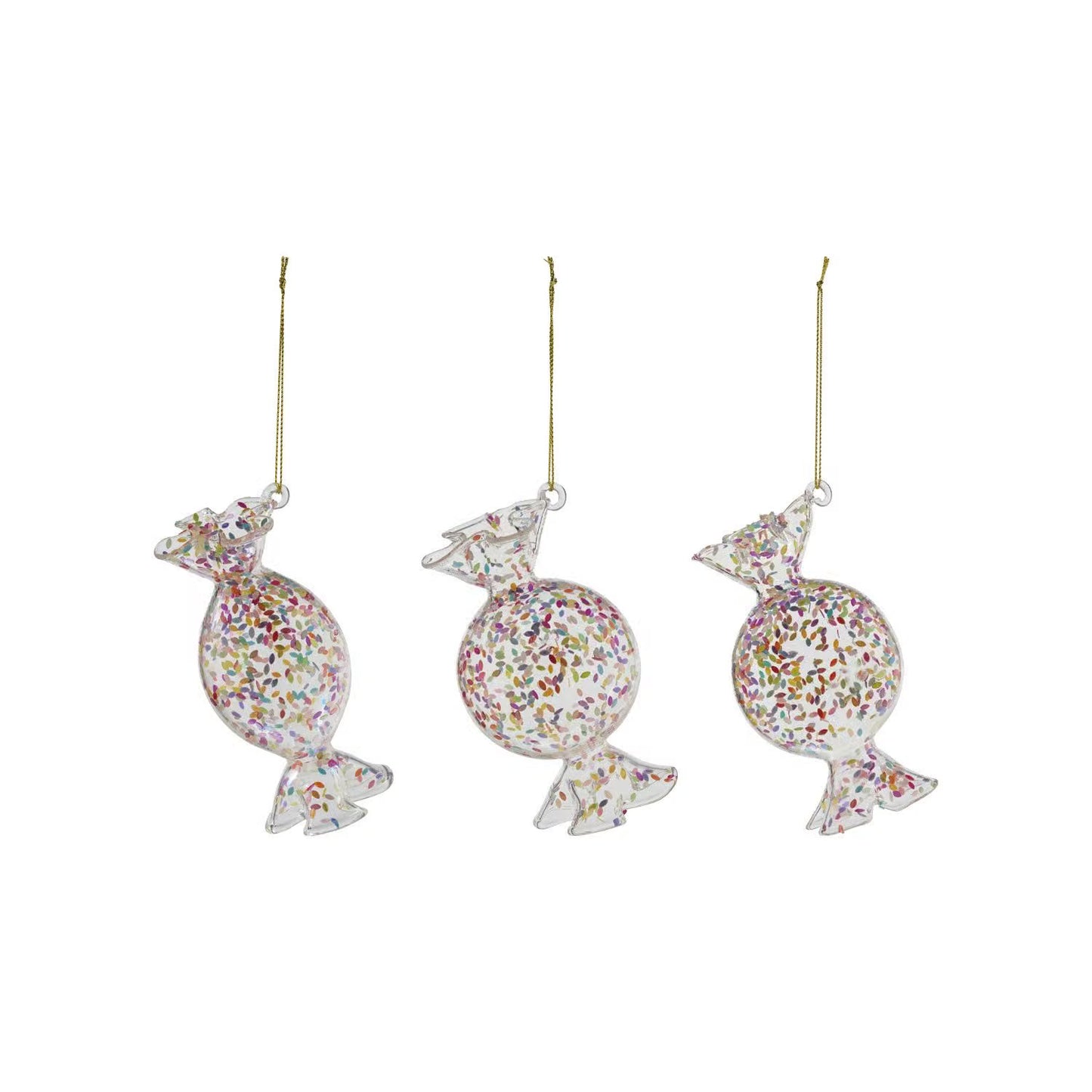 Glass Candy Ornament with Confetti, 3 Styles