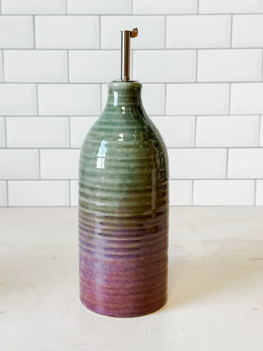 Stoneware Oil Cruet with Stainless Steel Stopper