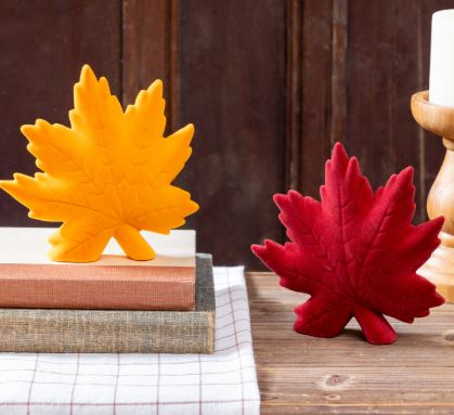 Maple Leaf Flocked Ceramic Table Décor