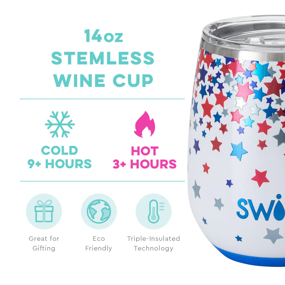 Star Spangled 14oz Stemless Wine