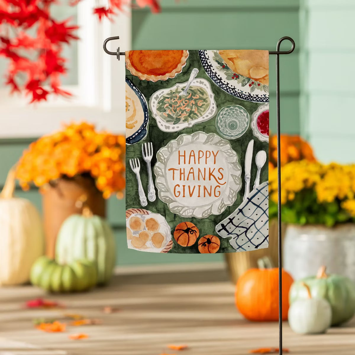 Thanksgiving Spread Suede Garden Flag
