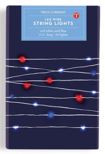 Two's Company Red, White, and Blue LED Wire String Lights