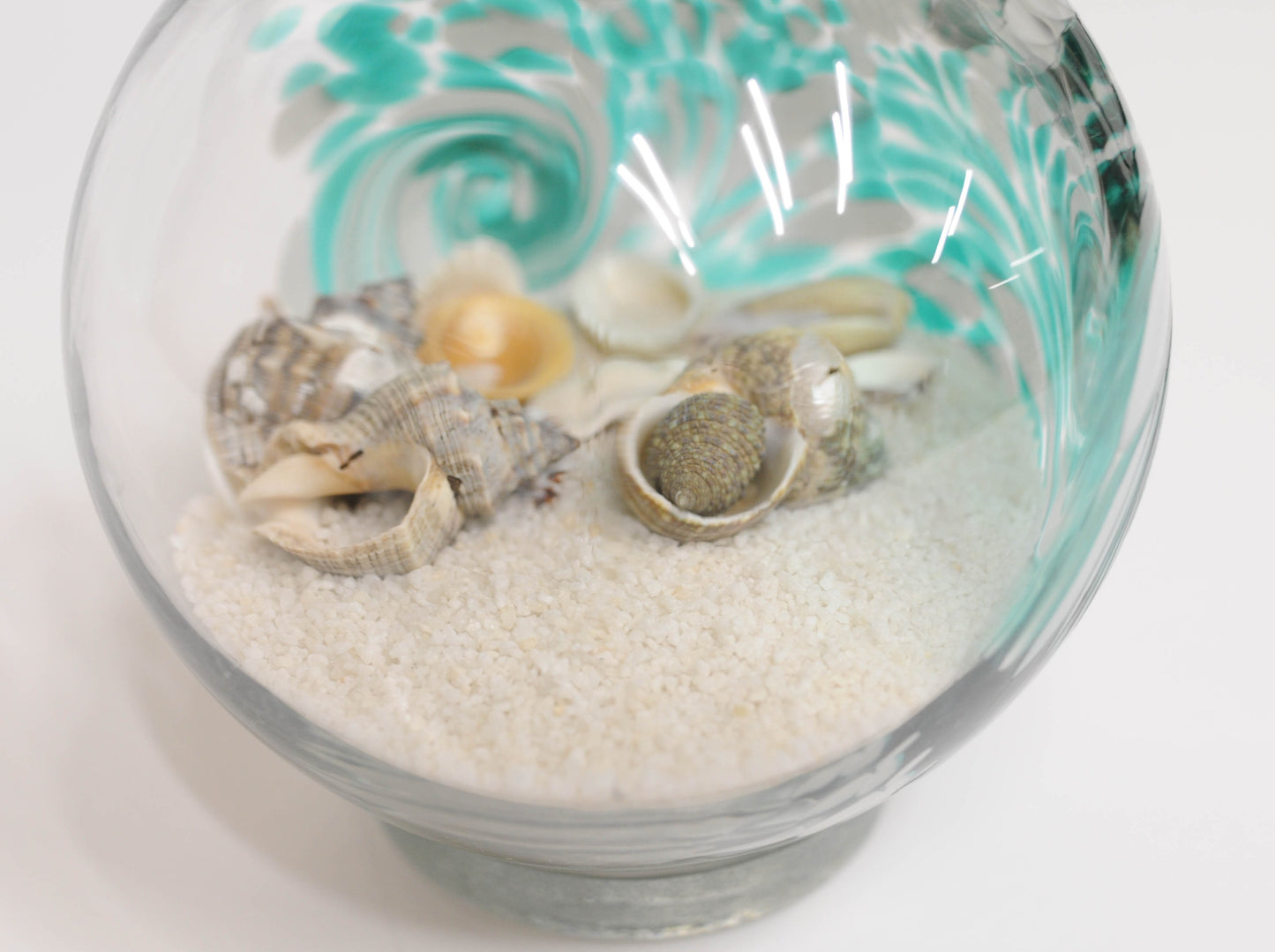 Swirled Glass Jars with Sand and Seashells