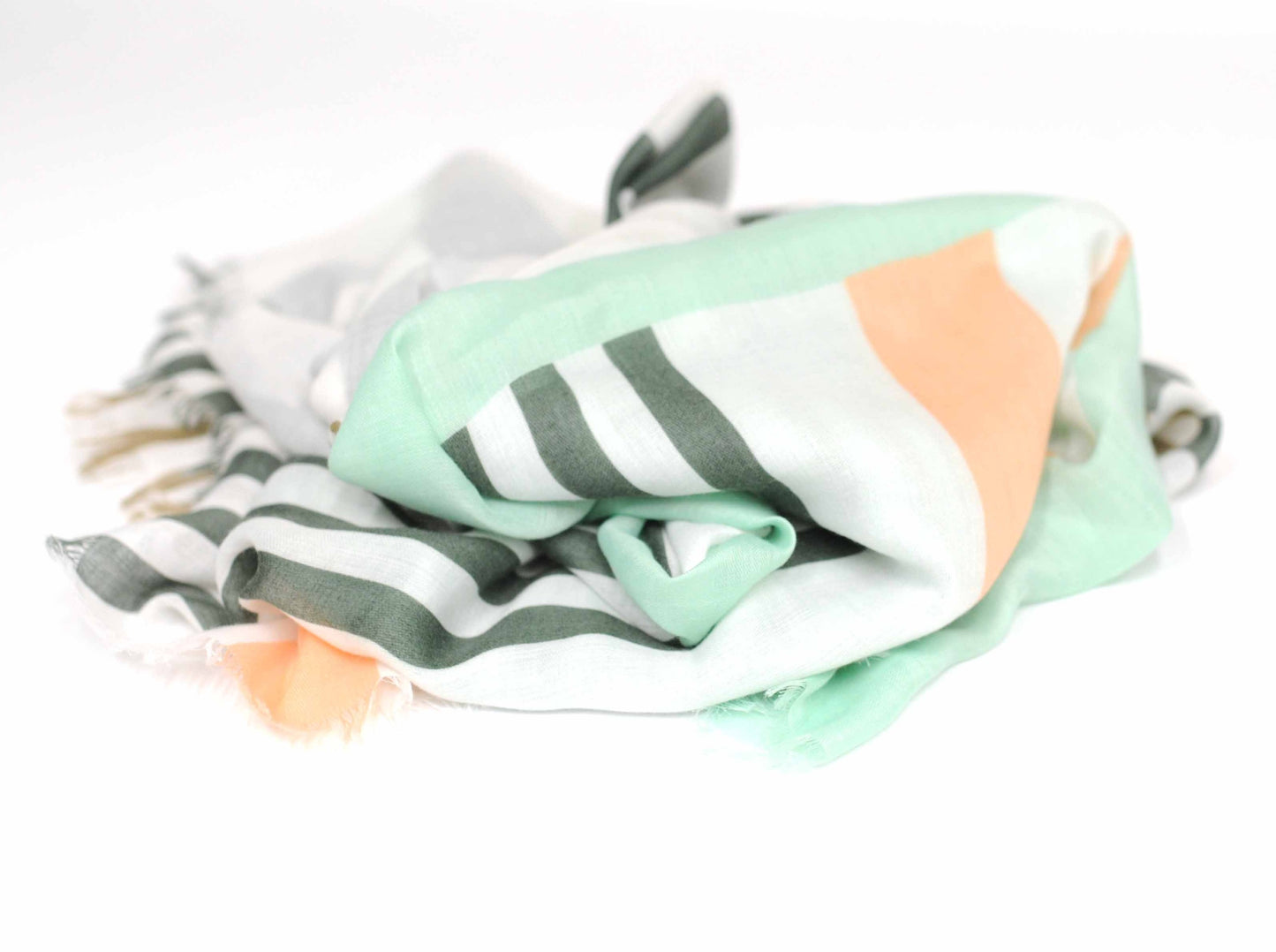 Peach, Teal, and Green Stripe