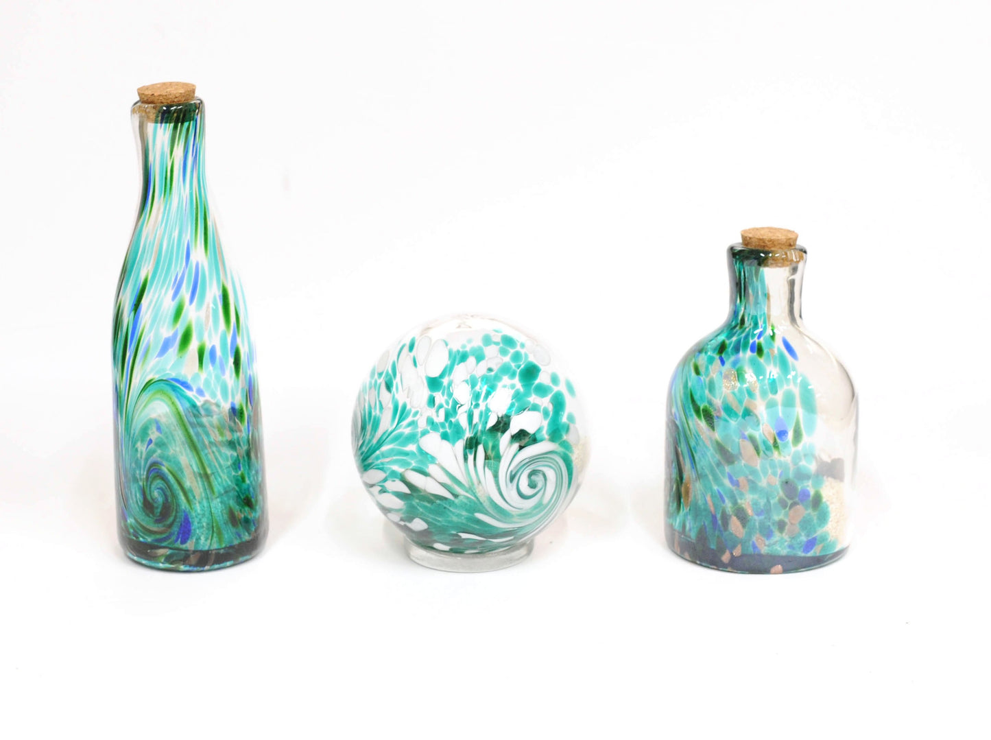 Swirled Glass Jars with Sand and Seashells