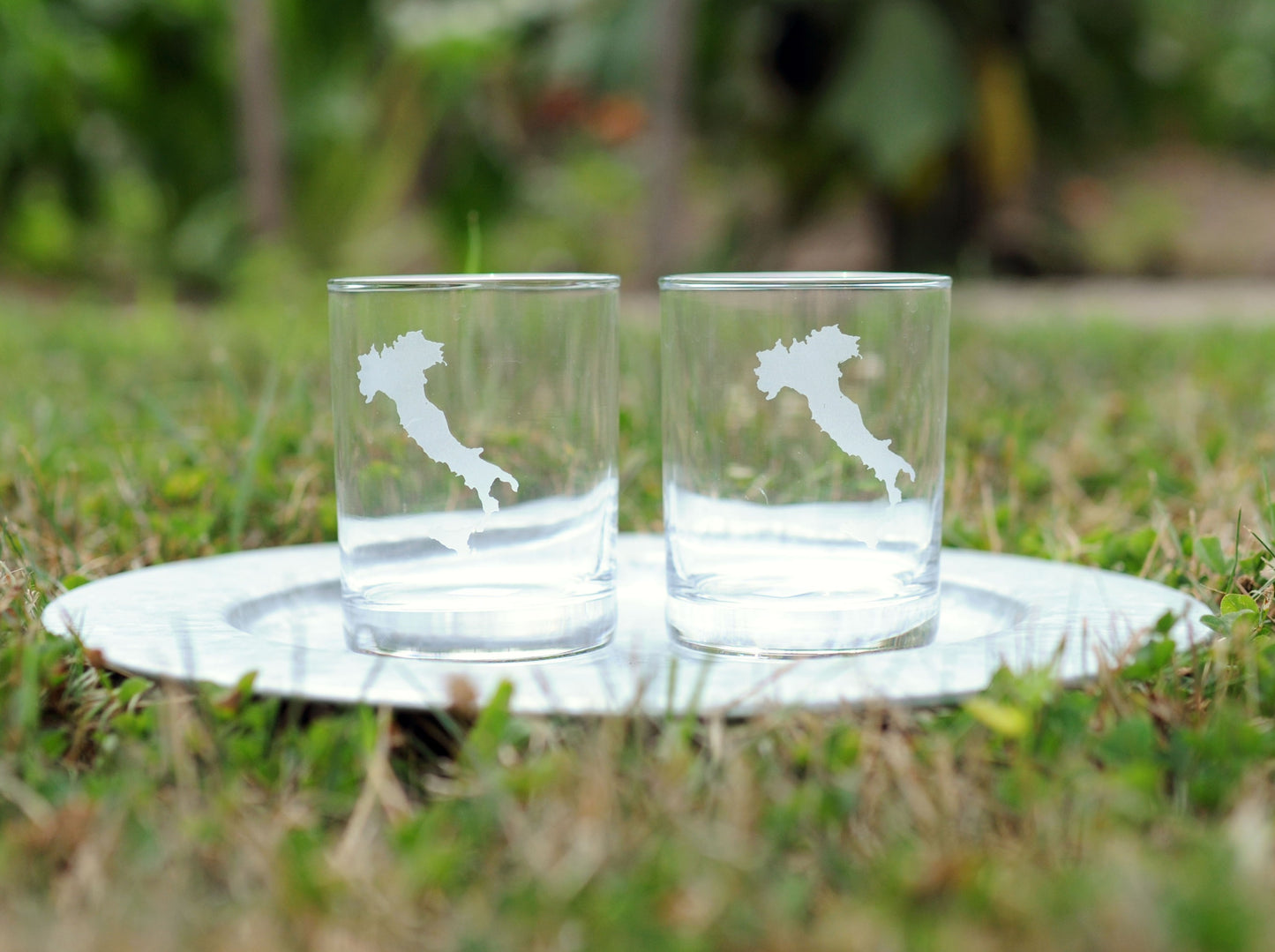 Italy Etched Rocks Glass