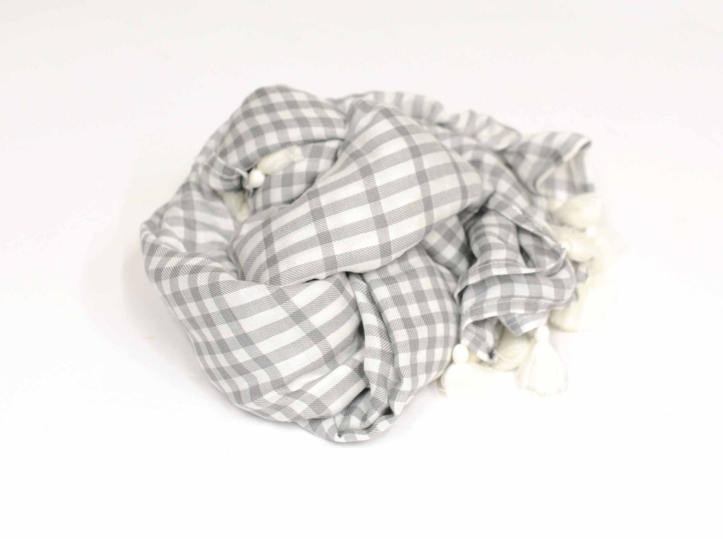 Gray Checkered with Tassels