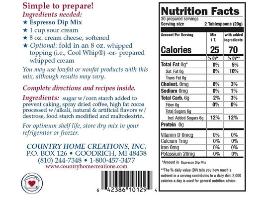 Country Home Creations Espresso Dip Mix
