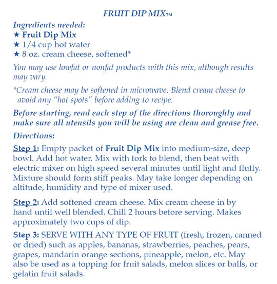 Country Home Creations Fruit Dip Mix