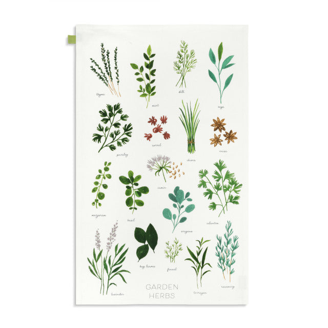 Garden Herbs Tea Towel