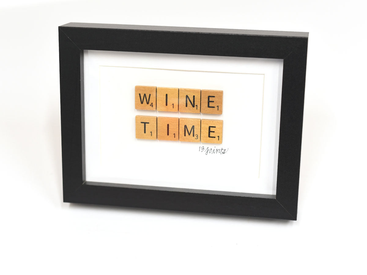 Wine Time Scrabble Sign