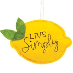 Live Simply Felt Lemon Ornament