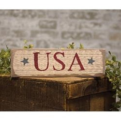 USA with Blue Stars Distressed Barnwood Sign