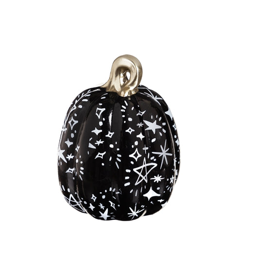 Black and Whited Ceramic Pumpkin