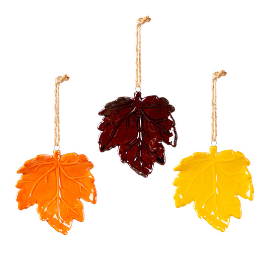 4" Ceramic Hanging Décor Set, Leaf