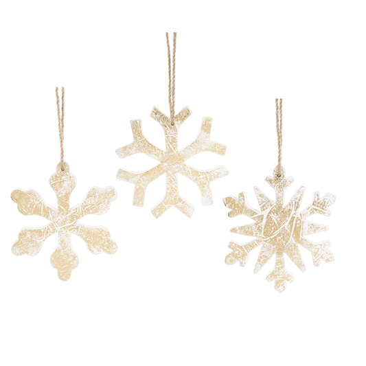 Gold Leaf Snowflake Ornaments