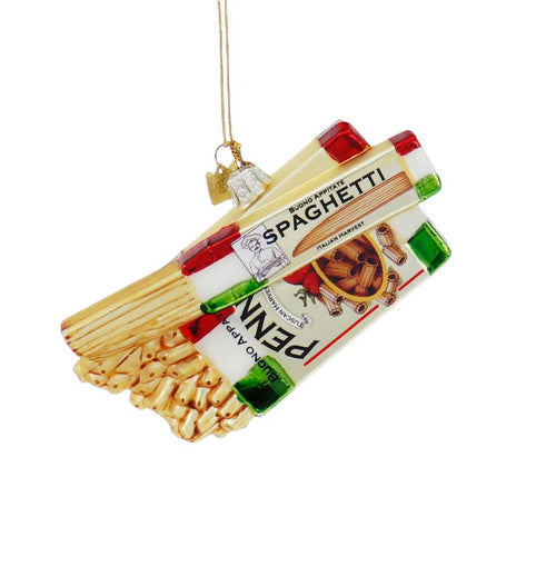 Italian Penne and Spaghetti Pasta Glass Ornament