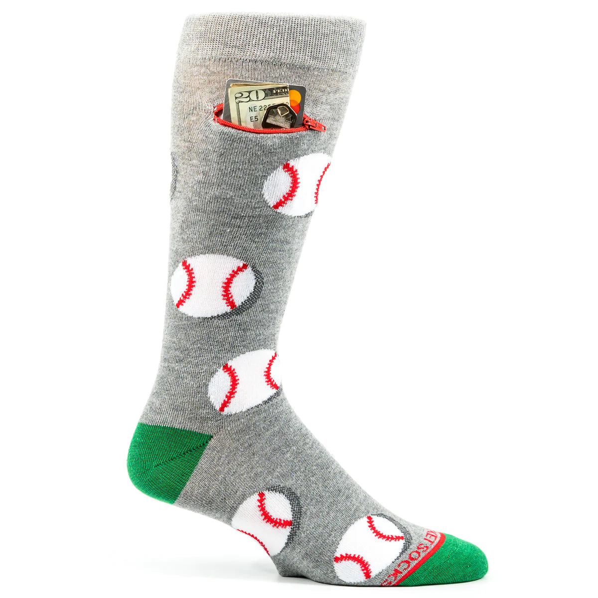 Pocket Socks® Baseballs on Grey