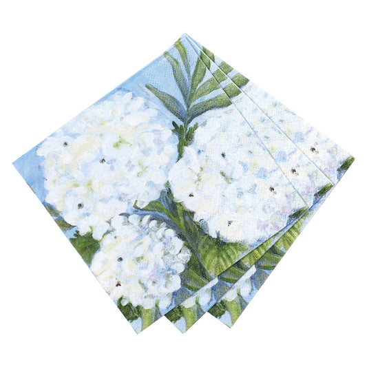 White Hydrangeas Paper Cocktail Napkin