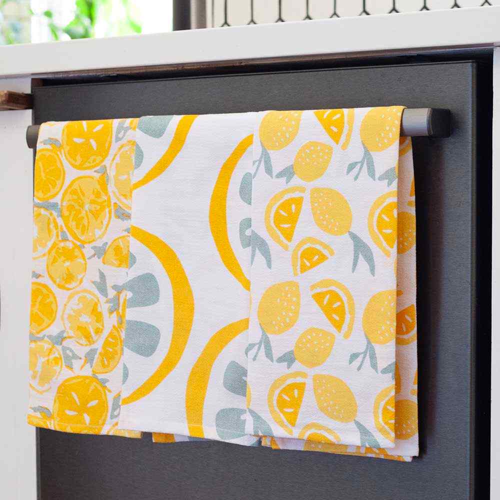 Lemon Slices Cotton Kitchen Towels (Set of 3)