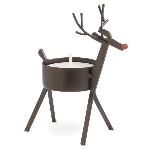 Bronze reindeer tealight holder