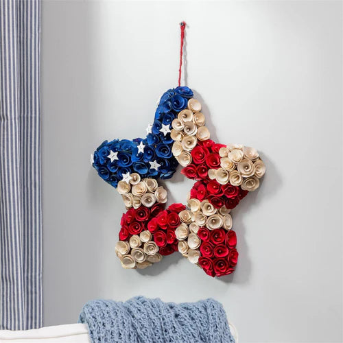 American Classic Wreath Wood Curl Patriotic Star, 19"