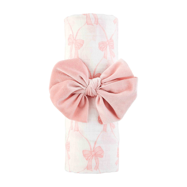 Mudpie Bow Swaddle and Headband Set