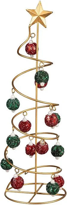 Christmas Tree with Beaded Ornaments, Metal