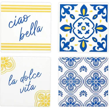 Ciao Bella 4" Ceramic Coasters (Set of 4)