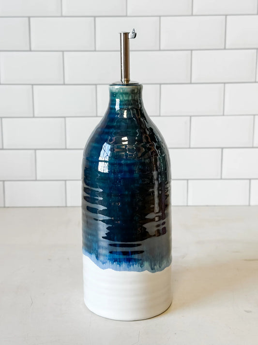 Stoneware Oil Cruet with Stainless Steel Stopper