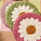 Daisy Set of 4 Hand Crafted Wool Coasters