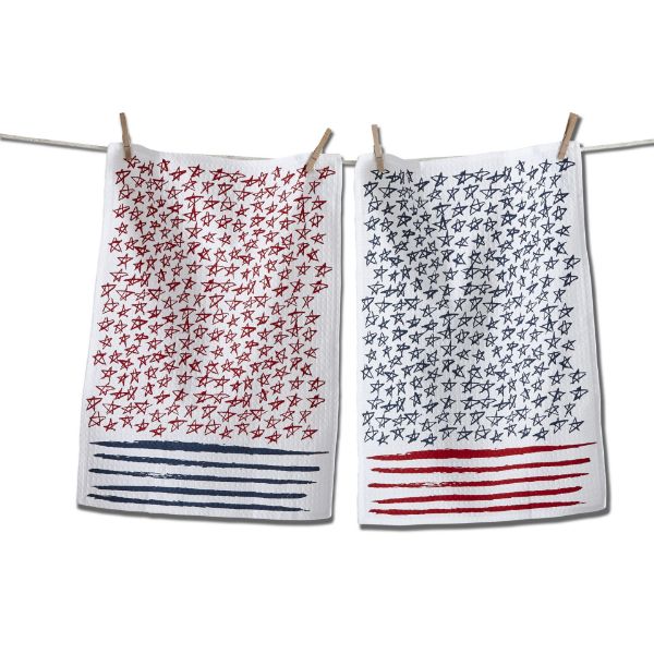 Flag Waffle Weave Dish Towels