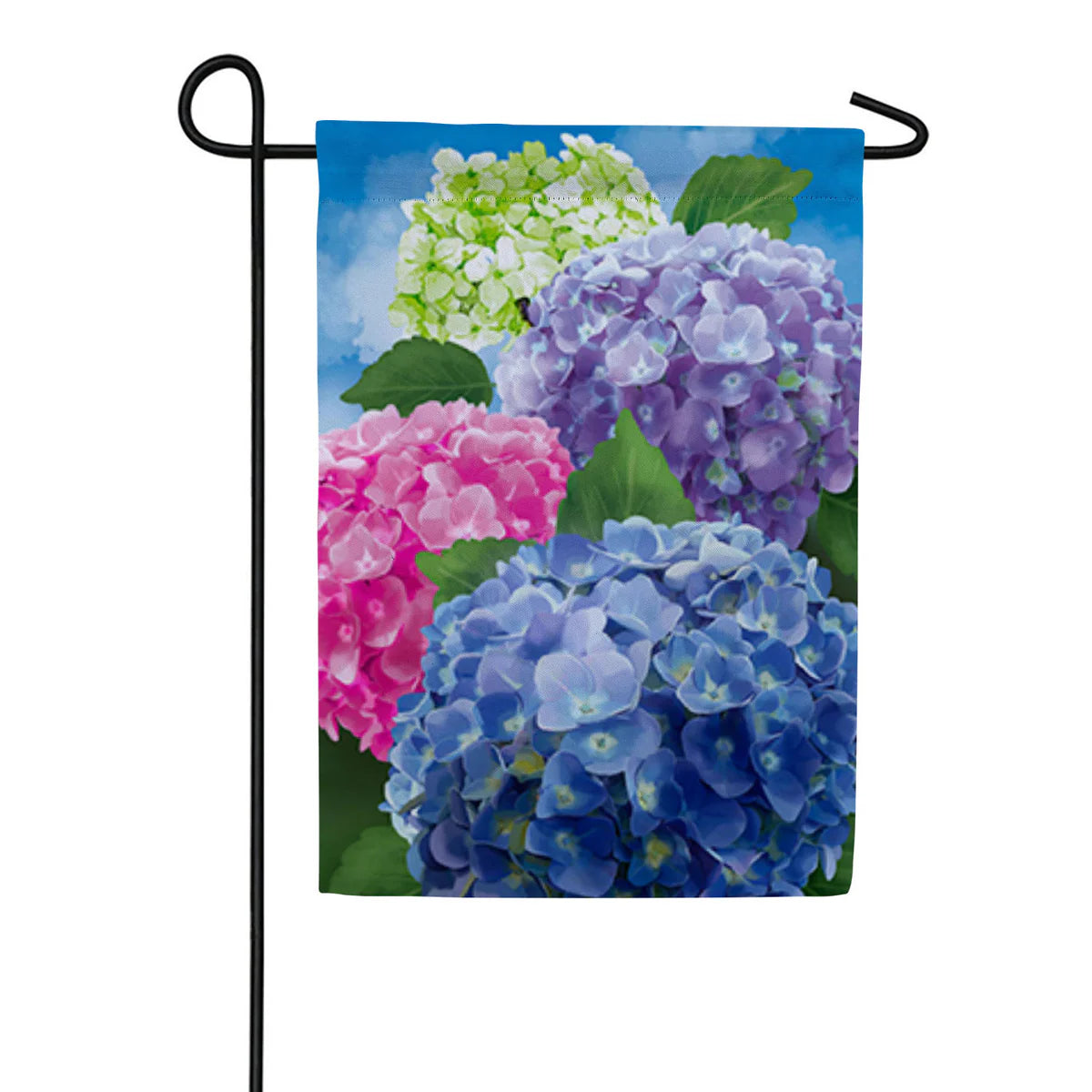 Evergreen Multicolor Hydrangea Suede Garden Flag