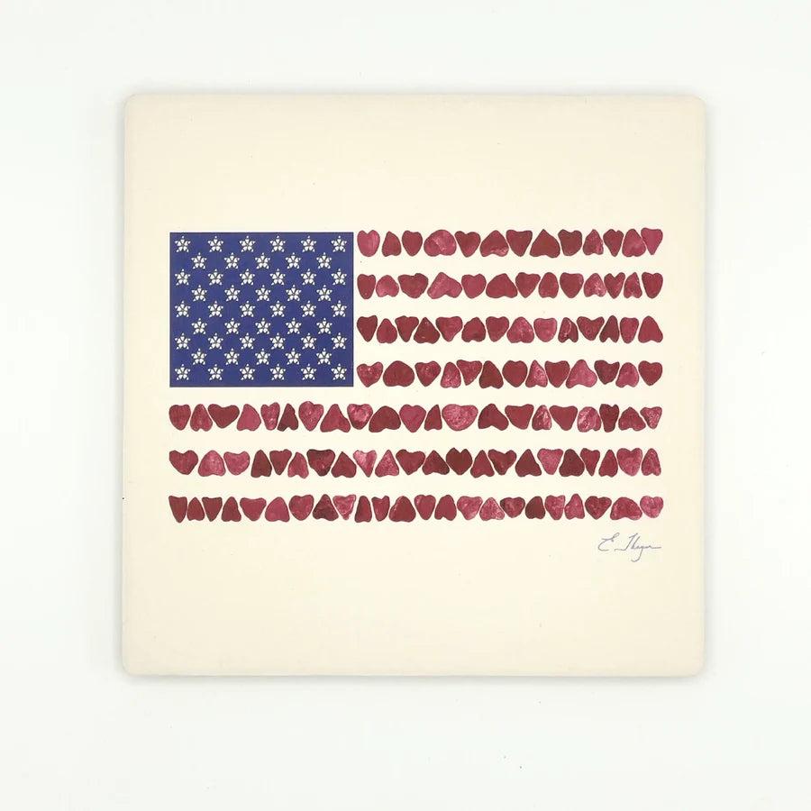Love Rocks Coasters with American Flag