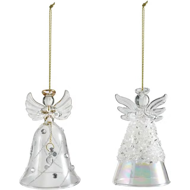 Glass Angel Ornament, 2 Styles (Hangs or Sits)