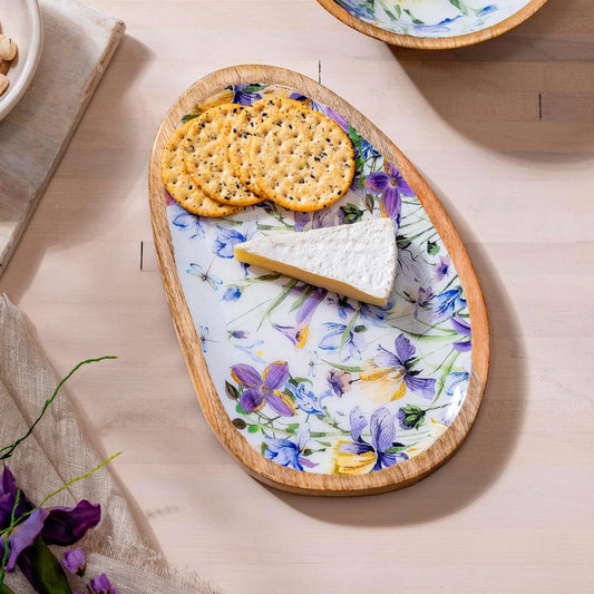Golden Lilac Irregular Shaped Wood Serving Tray