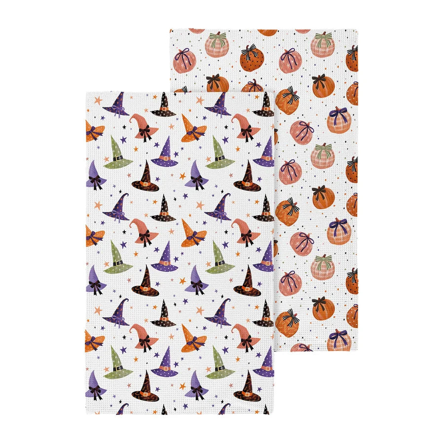 Haunted House Witch Hat Quick Dry Kitchen Towel, Pumpkin