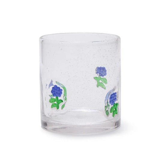 Hydrangea Clear Bubble Double Old Fashion Glass