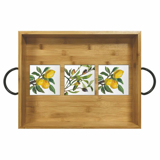 Lemons and Olives Bamboo Serving Tray