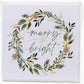 5" Square "Merry and Bright" Wreath Christmas Beverage Napkins