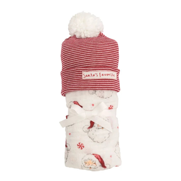 Mudpie Santa Swaddle & Hat Set