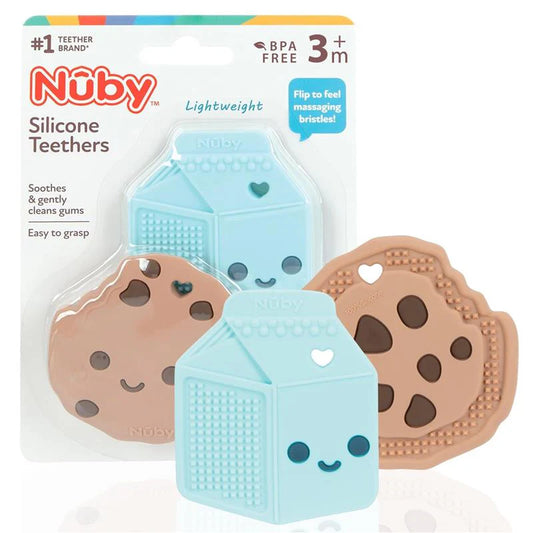 Nuby 2Pk Silicone Chocolate Chip Cookie & Milk Carton Teether