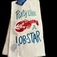 "Party like a Lob-Star" Kitchen Tea Towel Coastal theme - Lobster Embroidered