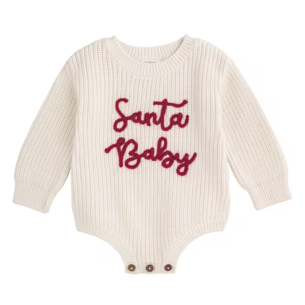 Mudpie Ivory Santa Baby Sweater Bubble
