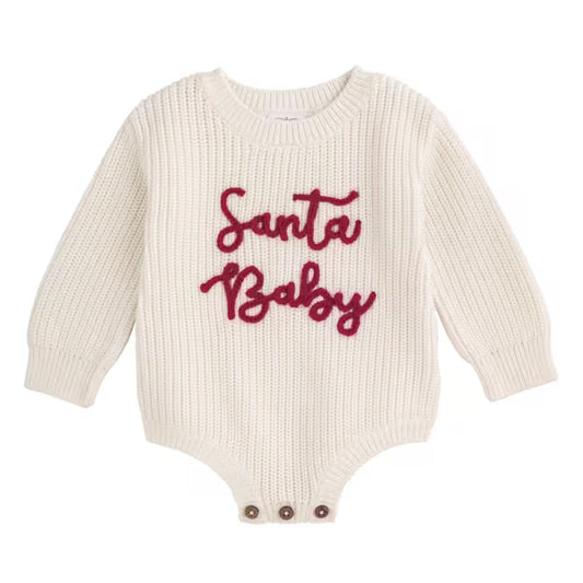 Mudpie Ivory Santa Baby Sweater Bubble